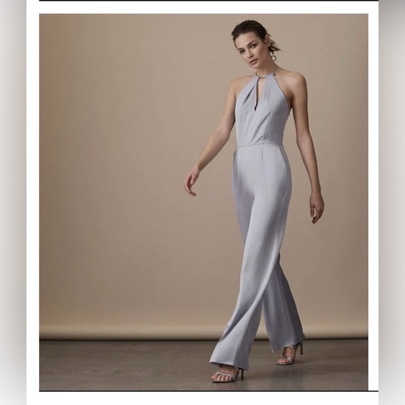 Reiss Pants - Reiss Light Grey Halter Jumpsuit